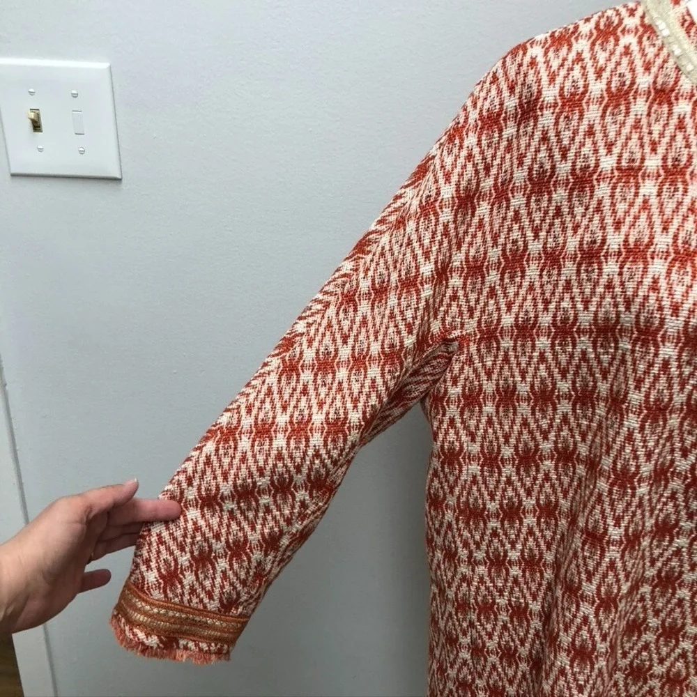 Schneiders Kiana‎ Cotton Tweed Jacket Womens 14 Orange Mid Length Boho Indie